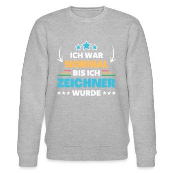 Ich war normal bis ich Zeichner wurde - Stanley/Stella Unisex Bio-Sweatshirt CHANGER  - Grau meliert - Vorne - Nik (191cm) & Marisol (170cm)