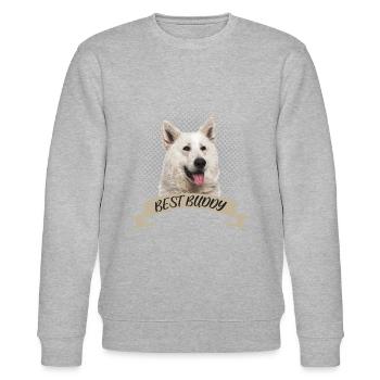 Berger Blanc Suisse White Swiss Shepherd Dog - Stanley/Stella CHANGER Unisex Organic Sweatshirt - heather grey - Front - Nik (191cm) & Marisol (170cm)