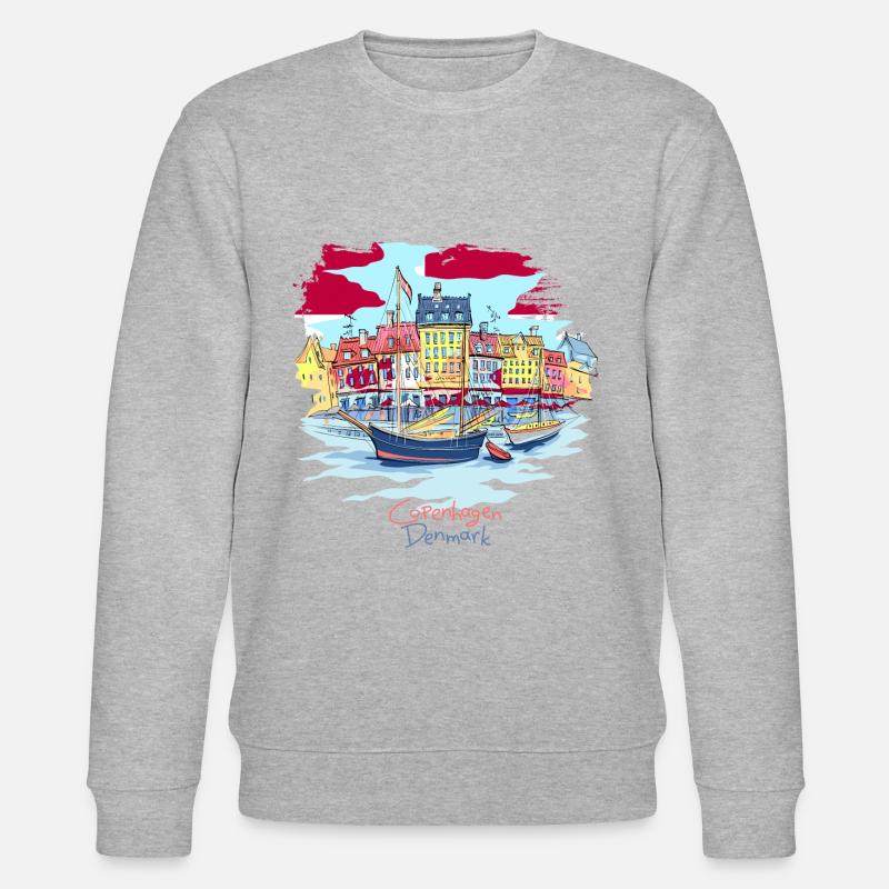 Denmark Copenhagen Danish Danmark Tshirt - Stanley/Stella CHANGER Unisex Organic Sweatshirt - heather grey