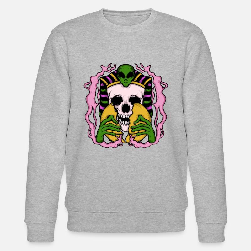 Alien Anubis Skull Egypt Tshirt - Sweat bio CHANGER Stanley/Stella Unisexe - gris chiné