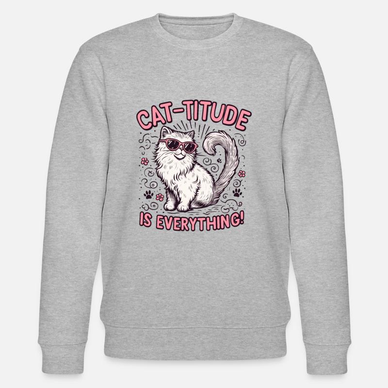 Katze ist alles - Stanley/Stella Unisex Bio-Sweatshirt CHANGER  - Grau meliert