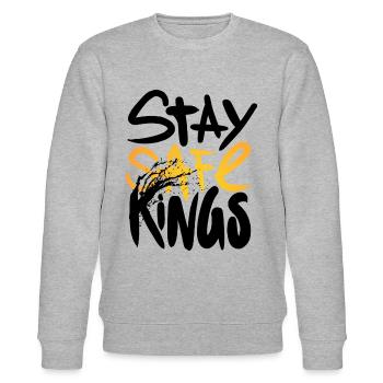Stay Safe Kings ! Only One Place - Stanley/Stella CHANGER Unisex Organic Sweatshirt - heather grey - Front - Nik (191cm) & Marisol (170cm)