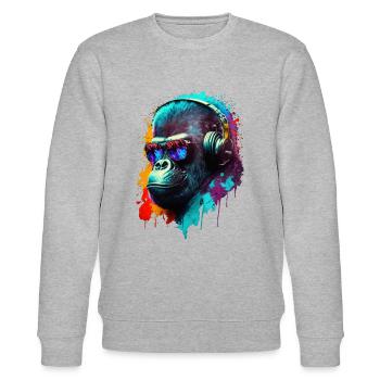 Gorilla Monkey DJ Casque Lunettes de soleil Club Musique - Sweat bio CHANGER Stanley/Stella Unisexe - gris chiné - Devant - Nik (191cm) & Marisol (170cm)