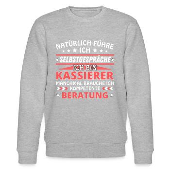Ich führe Selbstgespräche - Kassierer Edition - Stanley/Stella Unisex Bio-Sweatshirt CHANGER  - Grau meliert - Vorne - Nik (191cm) & Marisol (170cm)