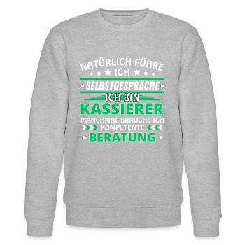 Ich führe Selbstgespräche - Kassierer Edition - Stanley/Stella Unisex Bio-Sweatshirt CHANGER  - Grau meliert - Vorne - Nik (191cm) & Marisol (170cm)