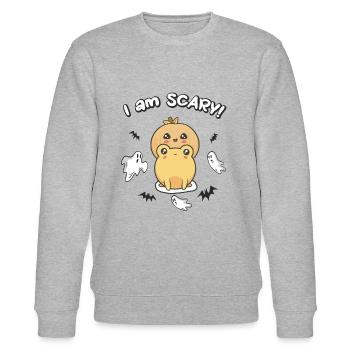 Kawaii Halloween Frog Pumpkin - Bats - Stanley/Stella CHANGER Unisex Organic Sweatshirt - heather grey - Front - Nik (191cm) & Marisol (170cm)