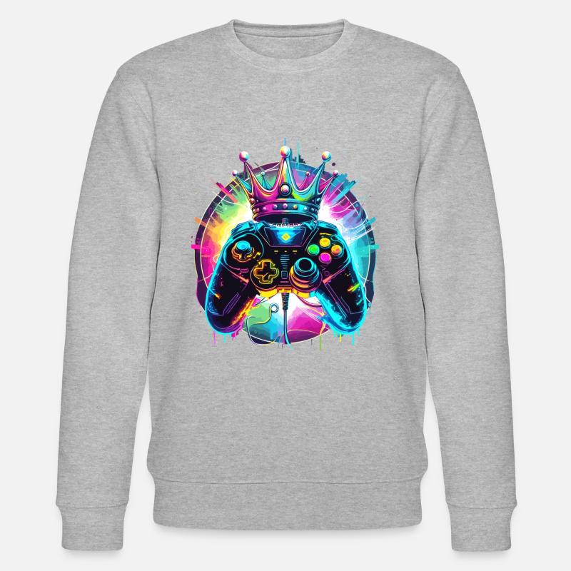 Gaming controller with crown - Stanley/Stella CHANGER Unisex Organic Sweatshirt - heather grey