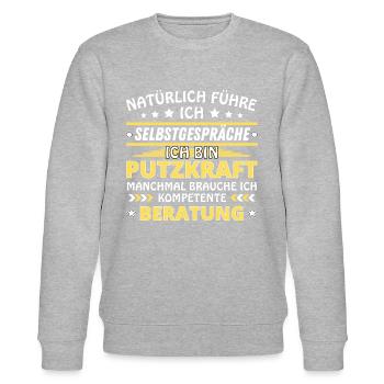 I Talk to Yourself - Cleaner Edition - Stanley/Stella CHANGER Unisex Organic Sweatshirt - heather grey - Front - Nik (191cm) & Marisol (170cm)