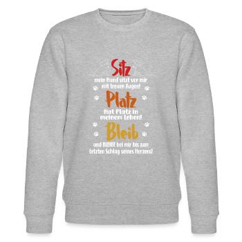 Sitz Platz Bleib Hundehalter Hunde - Stanley/Stella Unisex Bio-Sweatshirt CHANGER  - Grau meliert - Vorne - Nik (191cm) & Marisol (170cm)