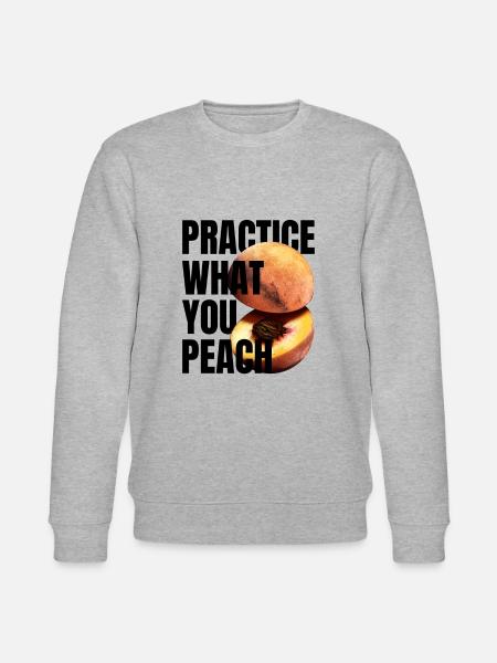 Practice what you peach - Lustiger Spruch Pfirsich - Stanley/Stella Unisex Bio-Sweatshirt CHANGER  - Grau meliert