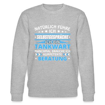 Ich führe Selbstgespräche - Tankwart Edition - Stanley/Stella Unisex Bio-Sweatshirt CHANGER  - Grau meliert - Vorne - Nik (191cm) & Marisol (170cm)