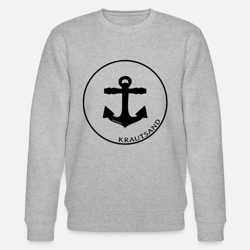 Elbinsel Krautsand Urlaub Anker (b) - Stanley/Stella Unisex Bio-Sweatshirt CHANGER  - Grau meliert
