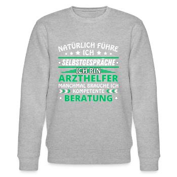 I'm Talking to Yourself - Doctor's Assistant Edition - Stanley/Stella CHANGER Unisex Organic Sweatshirt - heather grey - Front - Nik (191cm) & Marisol (170cm)