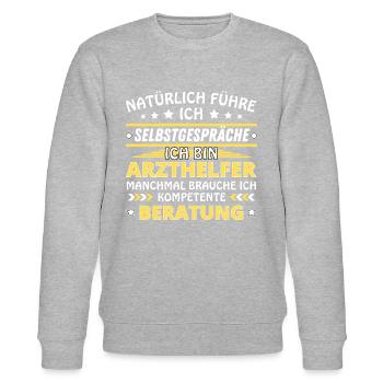 I'm Talking to Yourself - Doctor's Assistant Edition - Stanley/Stella CHANGER Unisex Organic Sweatshirt - heather grey - Front - Nik (191cm) & Marisol (170cm)