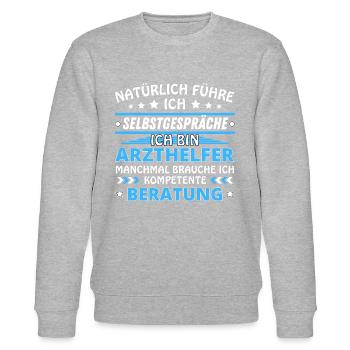 I'm Talking to Yourself - Doctor's Assistant Edition - Stanley/Stella CHANGER Unisex Organic Sweatshirt - heather grey - Front - Nik (191cm) & Marisol (170cm)