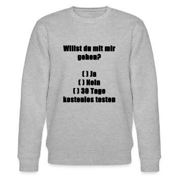 Willst du mit mir gehen? Ja, Nein, Testen? - Stanley/Stella Unisex Bio-Sweatshirt CHANGER  - Grau meliert - Vorne - Nik (191cm) & Marisol (170cm)