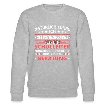 Ich führe Selbstgespräche - Schulleiter Edition - Stanley/Stella Unisex Bio-Sweatshirt CHANGER  - Grau meliert - Vorne - Nik (191cm) & Marisol (170cm)