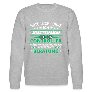 Ich führe Selbstgespräche - Controller Edition - Stanley/Stella Unisex Bio-Sweatshirt CHANGER  - Grau meliert - Vorne - Nik (191cm) & Marisol (170cm)
