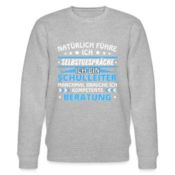 Ich führe Selbstgespräche - Schulleiter Edition - Stanley/Stella Unisex Bio-Sweatshirt CHANGER  - Grau meliert - Vorne - Nik (191cm) & Marisol (170cm)