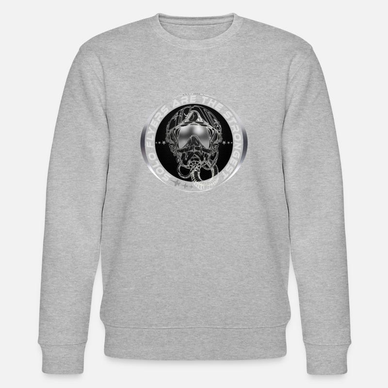 Fighterjet Pilot Helmet Sticker - Stanley/Stella CHANGER Unisex Organic Sweatshirt - heather grey