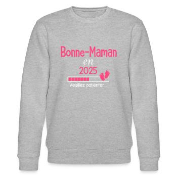 Bonne-Maman en 2025 Cadeau Future Grand-mère - Sweat bio CHANGER Stanley/Stella Unisexe - gris chiné - Devant - Nik (191cm) & Marisol (170cm)