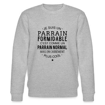 Parrain formidable - Sweat bio CHANGER Stanley/Stella Unisexe - gris chiné - Devant - Nik (191cm) & Marisol (170cm)