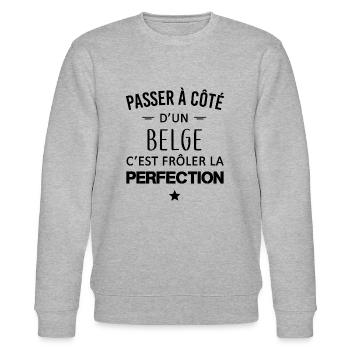 Perfection / Belge - Sweat bio CHANGER Stanley/Stella Unisexe - gris chiné - Devant - Nik (191cm) & Marisol (170cm)
