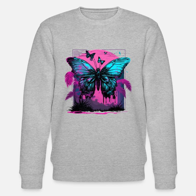 Nostalgische Transformation des Schmetterlings - Stanley/Stella Unisex Bio-Sweatshirt CHANGER  - Grau meliert
