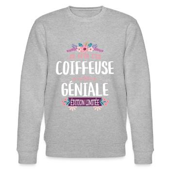 Femme Édition Limitée Coiffeuse Géniale - Sweat bio CHANGER Stanley/Stella Unisexe - gris chiné - Devant - Nik (191cm) & Marisol (170cm)