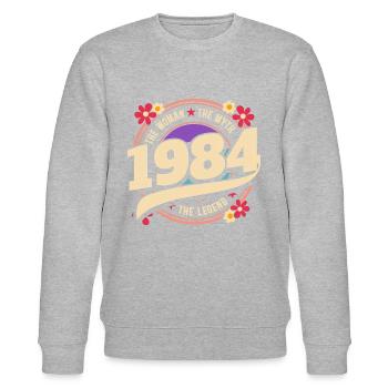Année 1984 La Légende 40 Ans Anniversaire - Sweat bio CHANGER Stanley/Stella Unisexe - gris chiné - Devant - Nik (191cm) & Marisol (170cm)