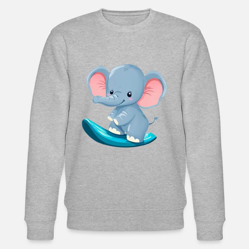 Surfer Elephant, Conception animale aventureuse - Sweat bio CHANGER Stanley/Stella Unisexe - gris chiné
