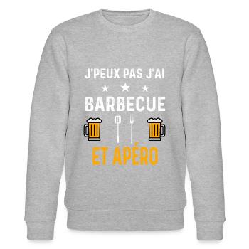 je peux pas j'ai barbecue ustensiles et apéro - Sweat bio CHANGER Stanley/Stella Unisexe - gris chiné - Devant - Nik (191cm) & Marisol (170cm)