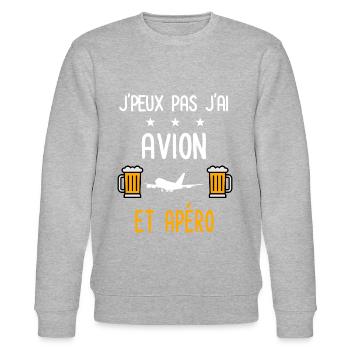 je peux pas avion - Sweat bio CHANGER Stanley/Stella Unisexe - gris chiné - Devant - Nik (191cm) & Marisol (170cm)