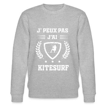 Je peux pas j'ai Kitesurf humour - Sweat bio CHANGER Stanley/Stella Unisexe - gris chiné - Devant - Nik (191cm) & Marisol (170cm)