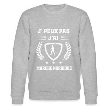 Je peux pas j'ai marche nordique humour - Sweat bio CHANGER Stanley/Stella Unisexe - gris chiné - Devant - Nik (191cm) & Marisol (170cm)