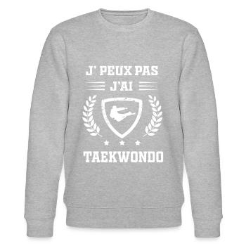 Je peux pas j'ai taekwondo humour - Sweat bio CHANGER Stanley/Stella Unisexe - gris chiné - Devant - Nik (191cm) & Marisol (170cm)
