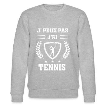 Je peux pas j'ai tennis humour - Sweat bio CHANGER Stanley/Stella Unisexe - gris chiné - Devant - Nik (191cm) & Marisol (170cm)