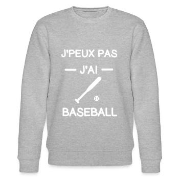 Je peux pas j'ai baseball batte cadeau baseballeur - Sweat bio CHANGER Stanley/Stella Unisexe - gris chiné - Devant - Nik (191cm) & Marisol (170cm)