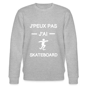 Je peux pas j'ai skateboard cadeau skatboardeur - Sweat bio CHANGER Stanley/Stella Unisexe - gris chiné - Devant - Nik (191cm) & Marisol (170cm)