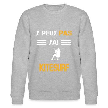 Je peux pas j'ai Kitesurf cadeau kitesurfeur - Sweat bio CHANGER Stanley/Stella Unisexe - gris chiné - Devant - Nik (191cm) & Marisol (170cm)