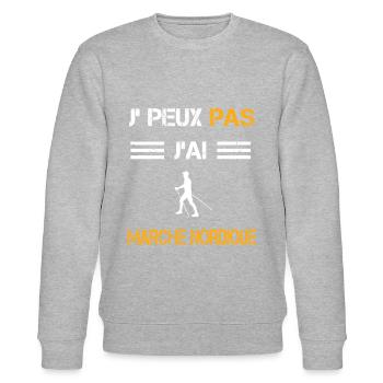 Je peux pas j'ai marche nordique cadeau marcheur - Sweat bio CHANGER Stanley/Stella Unisexe - gris chiné - Devant - Nik (191cm) & Marisol (170cm)