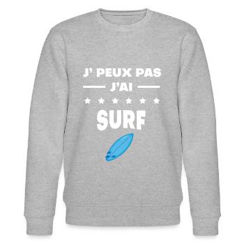 Je peux pas j'ai surf planche - Sweat bio CHANGER Stanley/Stella Unisexe - gris chiné - Devant - Nik (191cm) & Marisol (170cm)