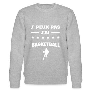 Je peux pas j'ai basketball cadeau basketball - Sweat bio CHANGER Stanley/Stella Unisexe - gris chiné - Devant - Nik (191cm) & Marisol (170cm)