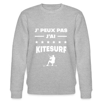 Je peux pas j'ai Kitesurf cadeau Kitesurf - Sweat bio CHANGER Stanley/Stella Unisexe - gris chiné - Devant - Nik (191cm) & Marisol (170cm)