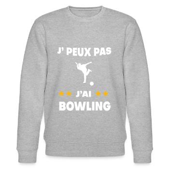 Je peux pas j'ai bowling cadeau bouliste - Sweat bio CHANGER Stanley/Stella Unisexe - gris chiné - Devant - Nik (191cm) & Marisol (170cm)