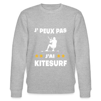 Je peux pas j'ai Kitesurf cadeau kitesurfeur - Sweat bio CHANGER Stanley/Stella Unisexe - gris chiné - Devant - Nik (191cm) & Marisol (170cm)