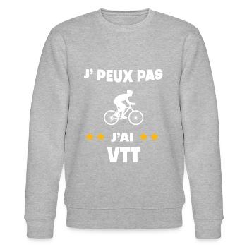 Je peux pas j'ai VTT cadeau cycliste - Sweat bio CHANGER Stanley/Stella Unisexe - gris chiné - Devant - Nik (191cm) & Marisol (170cm)