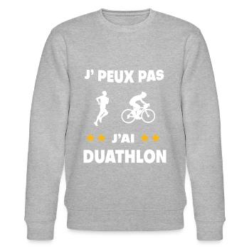 Je peux pas j'ai duathlon cadeau duathlète - Sweat bio CHANGER Stanley/Stella Unisexe - gris chiné - Devant - Nik (191cm) & Marisol (170cm)