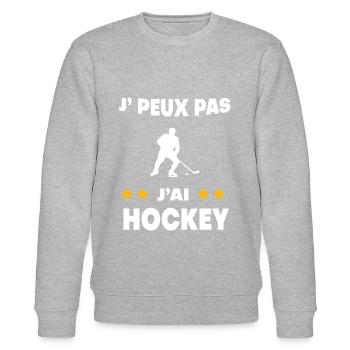 Je peux pas j'ai hockey cadeau hockeyeur - Sweat bio CHANGER Stanley/Stella Unisexe - gris chiné - Devant - Nik (191cm) & Marisol (170cm)