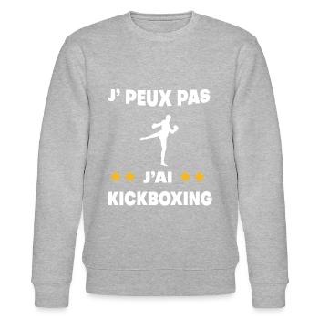 Je peux pas j'ai kickboxing cadeau kickboxeur - Sweat bio CHANGER Stanley/Stella Unisexe - gris chiné - Devant - Nik (191cm) & Marisol (170cm)